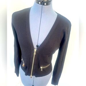 Generation Love Size L black ribbed bodycon crop sweater-jacket edgy street chic